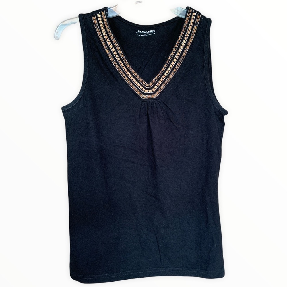 St. John’s Bay Wood Bead Black Tank Size PS